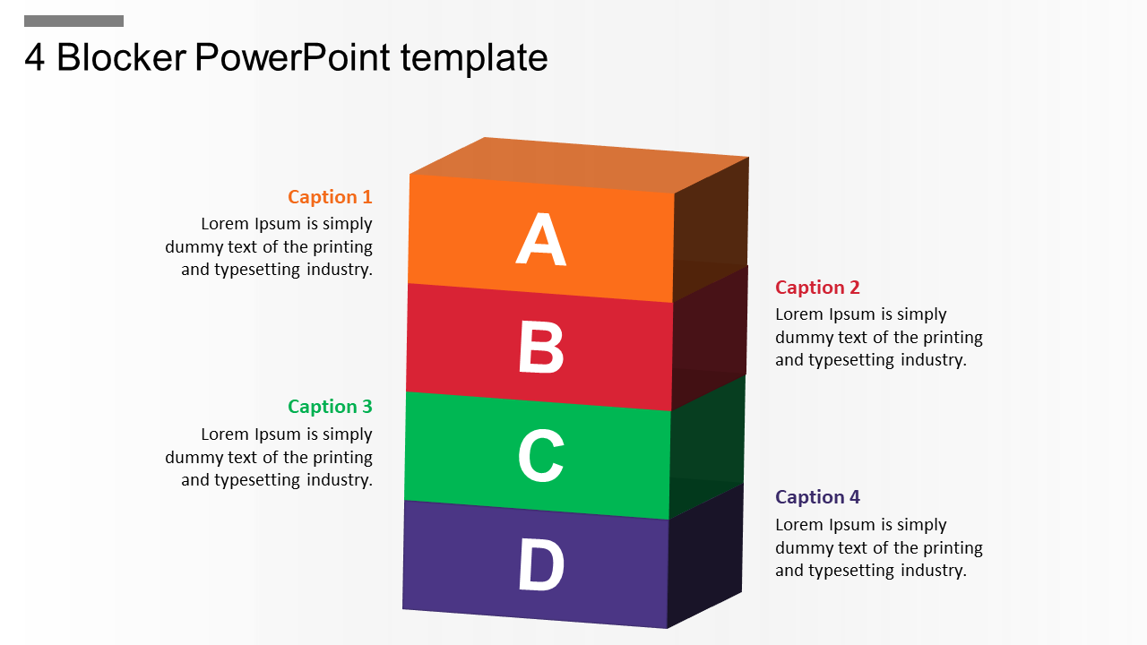 Multicolor 4 Blocker PowerPoint Template Slide Design